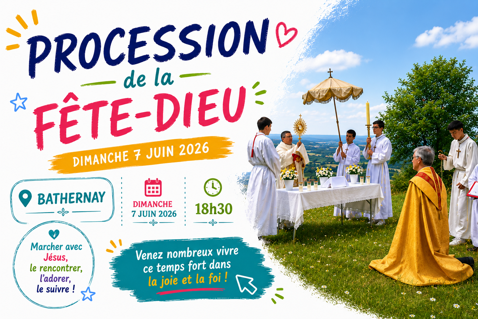 fête dieu bathernay Affiche Procession de la Fête-Dieu