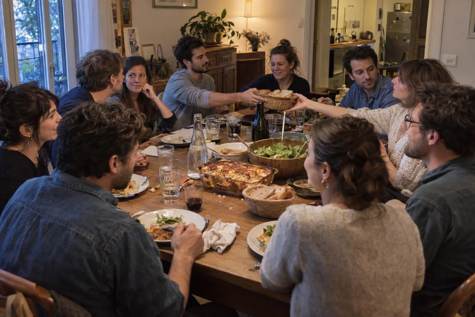 Illustration de Un repas, des jeunes couples, et le plaisir de se retrouver !